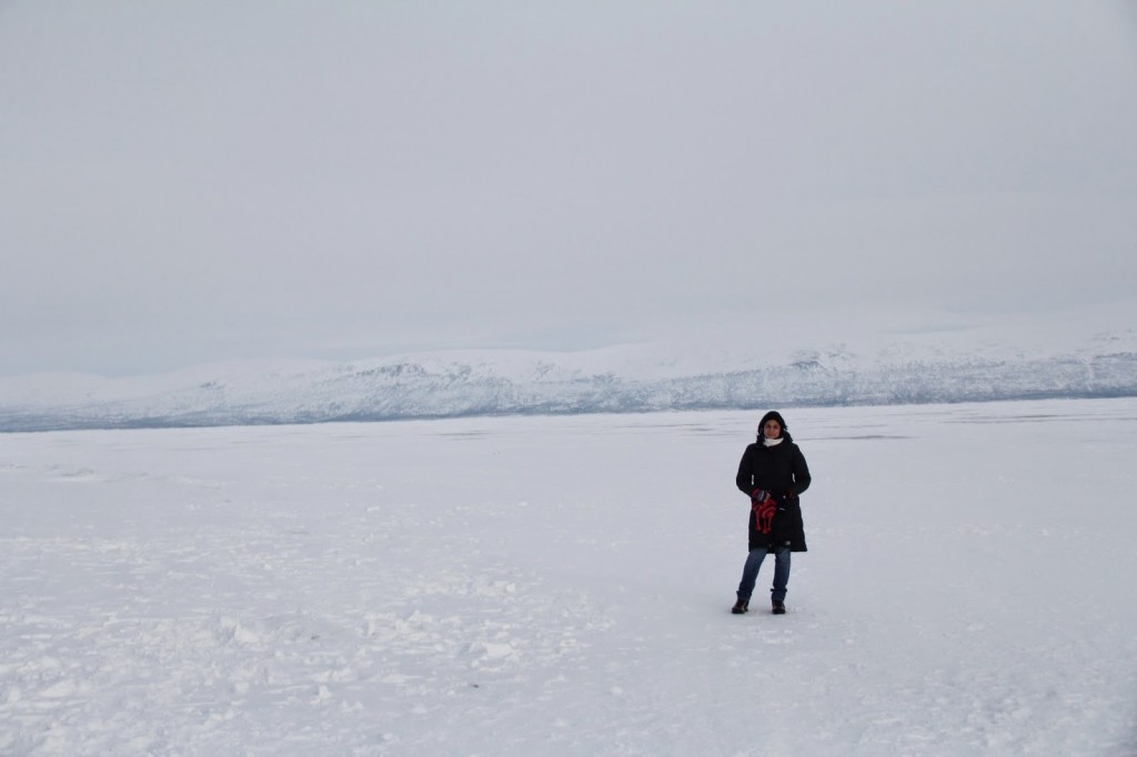 Standing on the frozen Abisko Lake