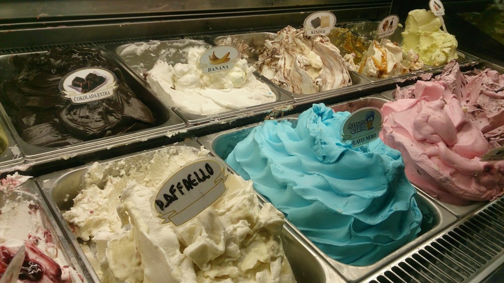Colourful ice-cream flavours