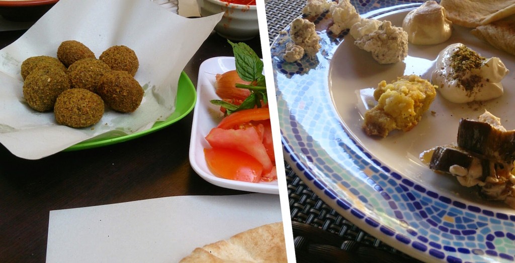Jordan: Falafels and various kinds of cheese with flat bread